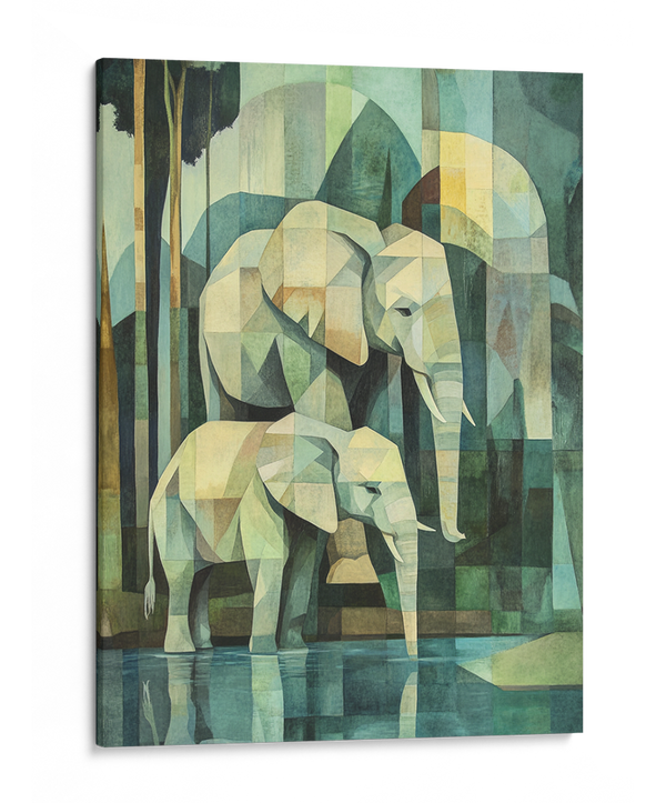 Modern Mosaic Elephants Wall Art