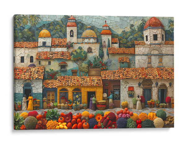 Colorful Harvest Scene Wall Art