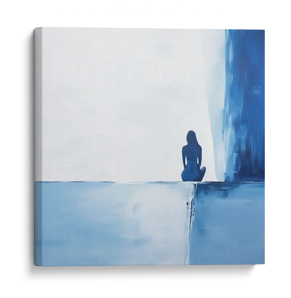 Contemplative Blue Solitary Figure Wall Art by KhayosArt