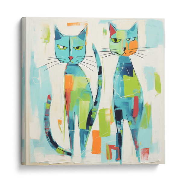 Aqua Feline Forms Wall Art