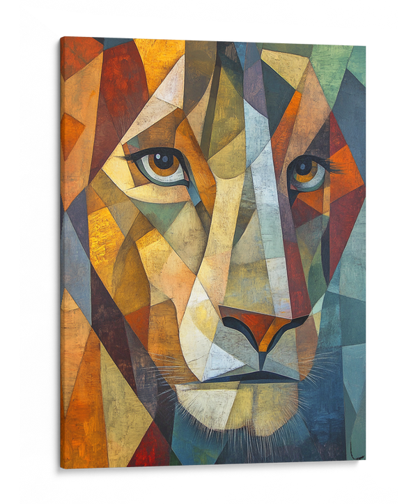 Transformative Lion: A Cubist Masterpiece Wall Art