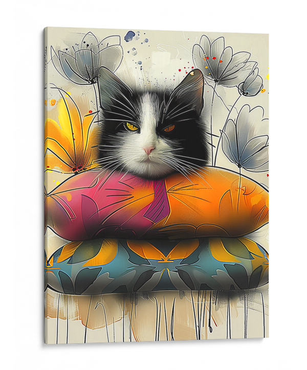 Whimsical Feline Flora Wall Art