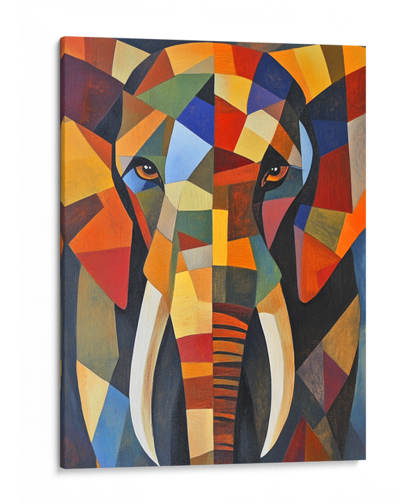 Cubist Elegance: The Soul of the Elephant Wall Art