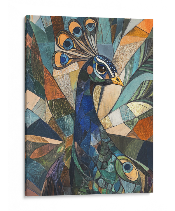 Majestic Peacock in Cubism Wall Art