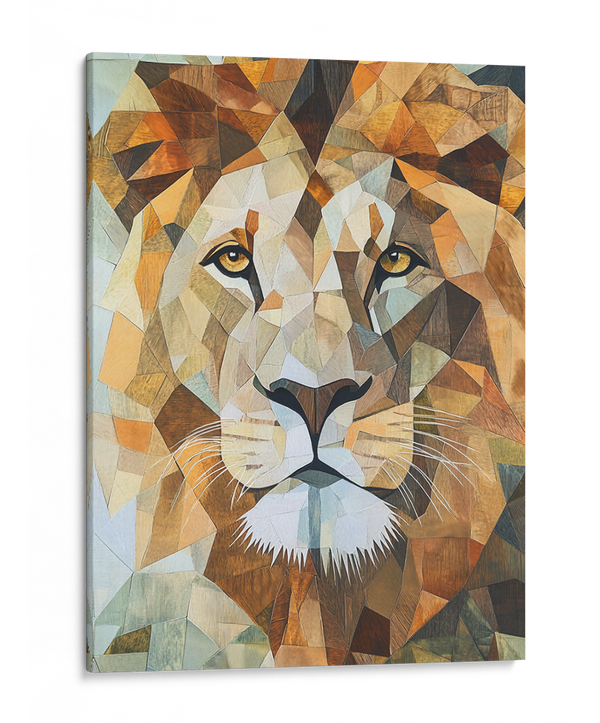 Cubist Majesty: The Lion's Gaze Wall Art