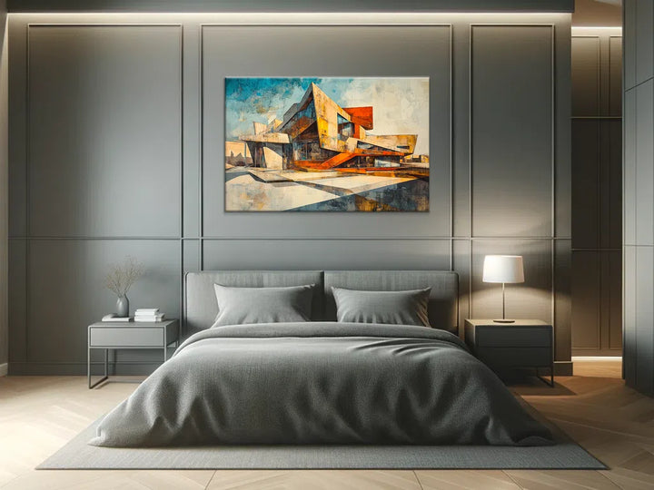 Architecture-Dynamic Abstract Architecture Wall Art in Bedroom