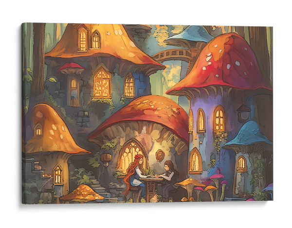 Mystical Glow of the Mushroom Houses Wall Art