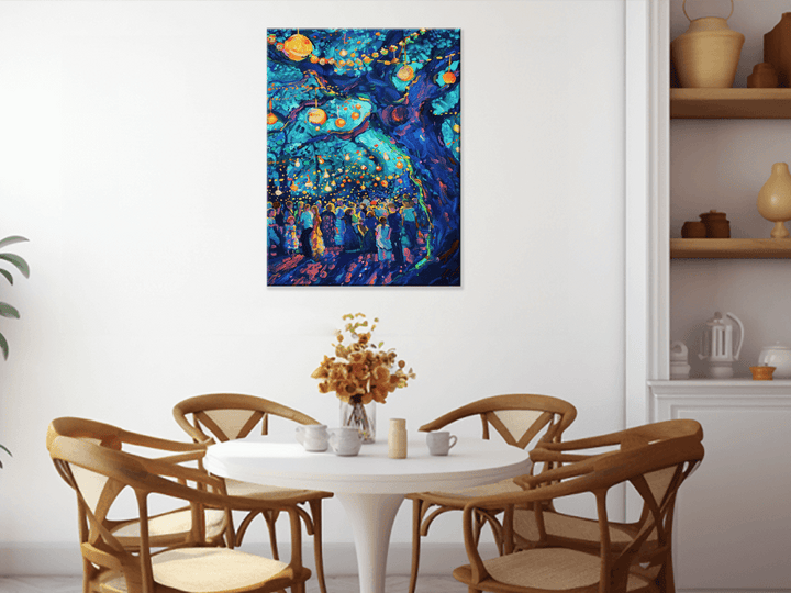 A Night Under the Lights Impressionism Wall Art in a Dining Room