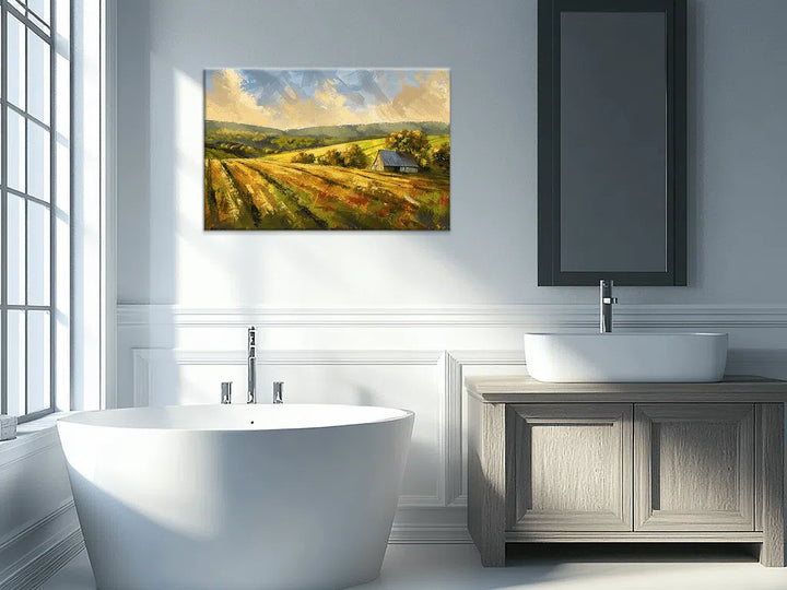 Impressionism - Rustic Harmony in Fields in Bathroom